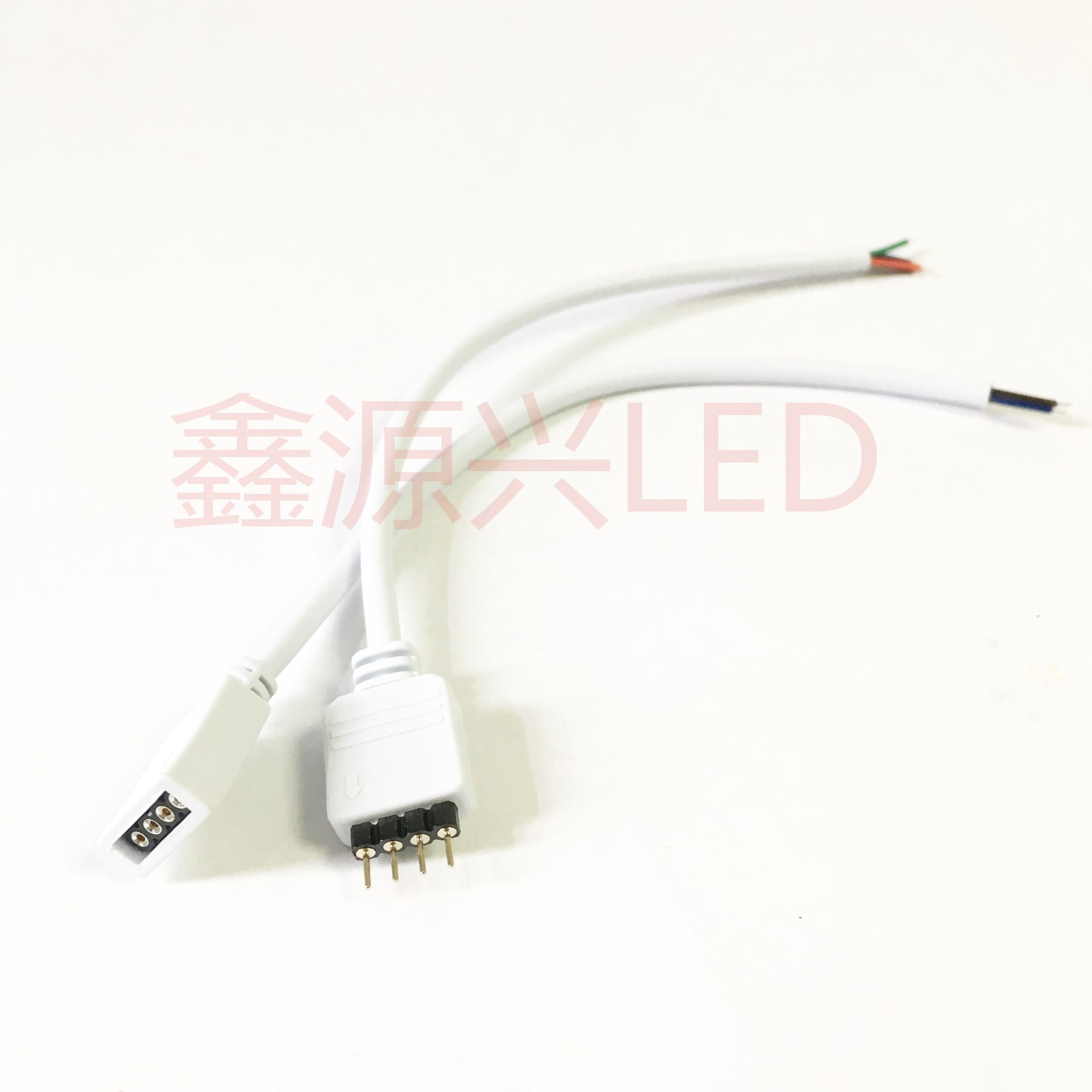 led灯带圆白线4p公母对接头 rgb灯条四芯连接器单头公母针连接线