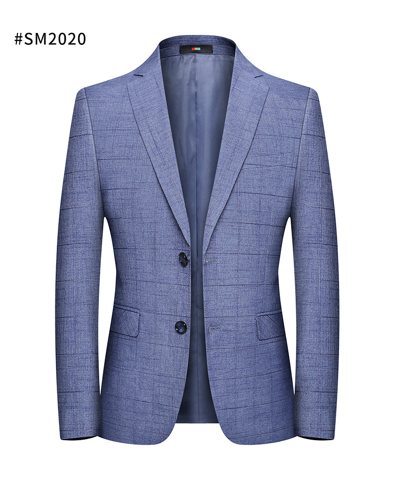 男士西服2020春季新款商务休闲韩版小西装男韩版格纹外套潮sm2020