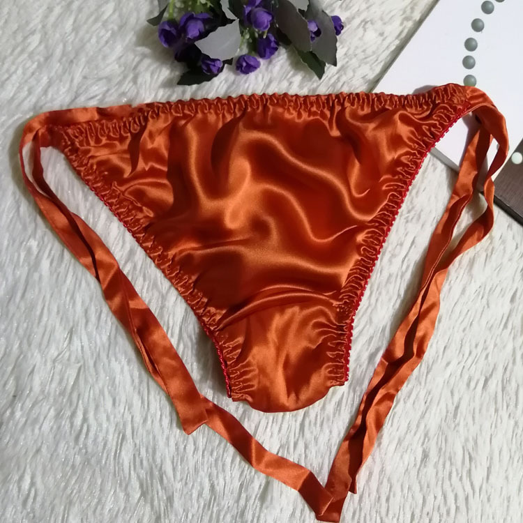 新款桑蚕丝女士性感比基尼系带内裤 透气真丝丁字裤无束缚