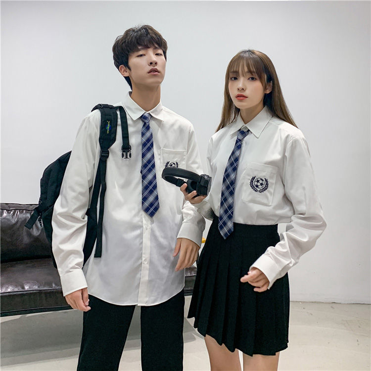 dk制服情侣装秋装长袖衬衫男韩版潮流帅气jk衬衣学生班服外套春秋