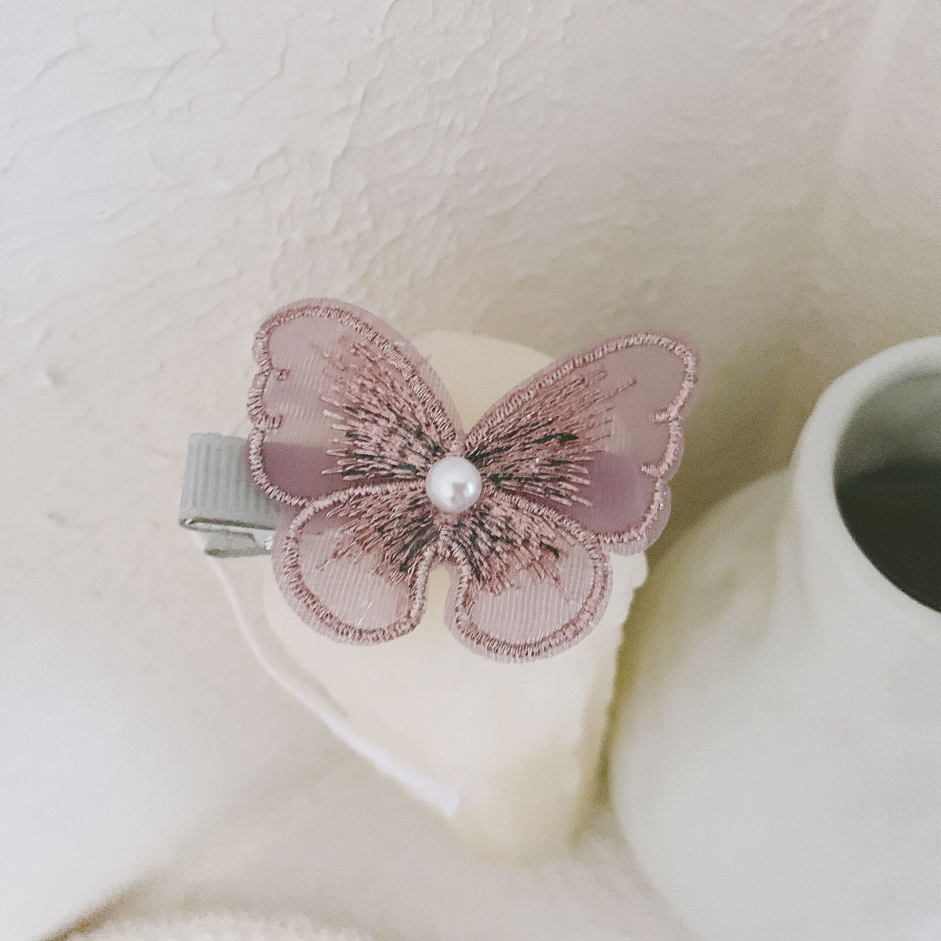 超仙立体蝴蝶发夹珍珠网纱发卡刘海夹装饰夹子少女侧边夹韩国发饰