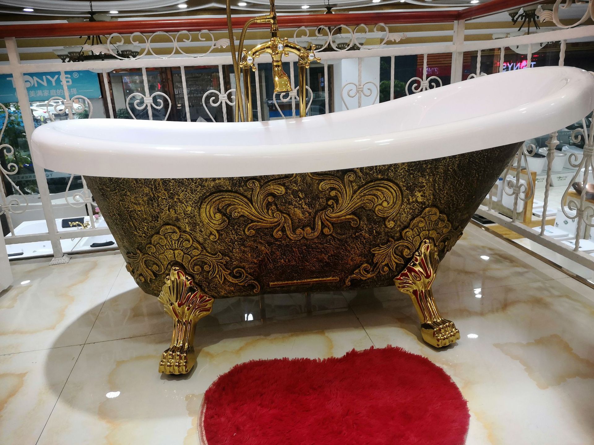 tonys东尼斯卫浴 古典黄金贵妃缸现代缸亚克力浴缸独立式单人浴盆