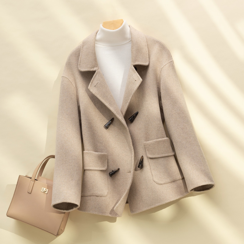 2020秋冬新款双面呢子大衣女羊毛韩版宽松小个子短款羊绒风衣外套