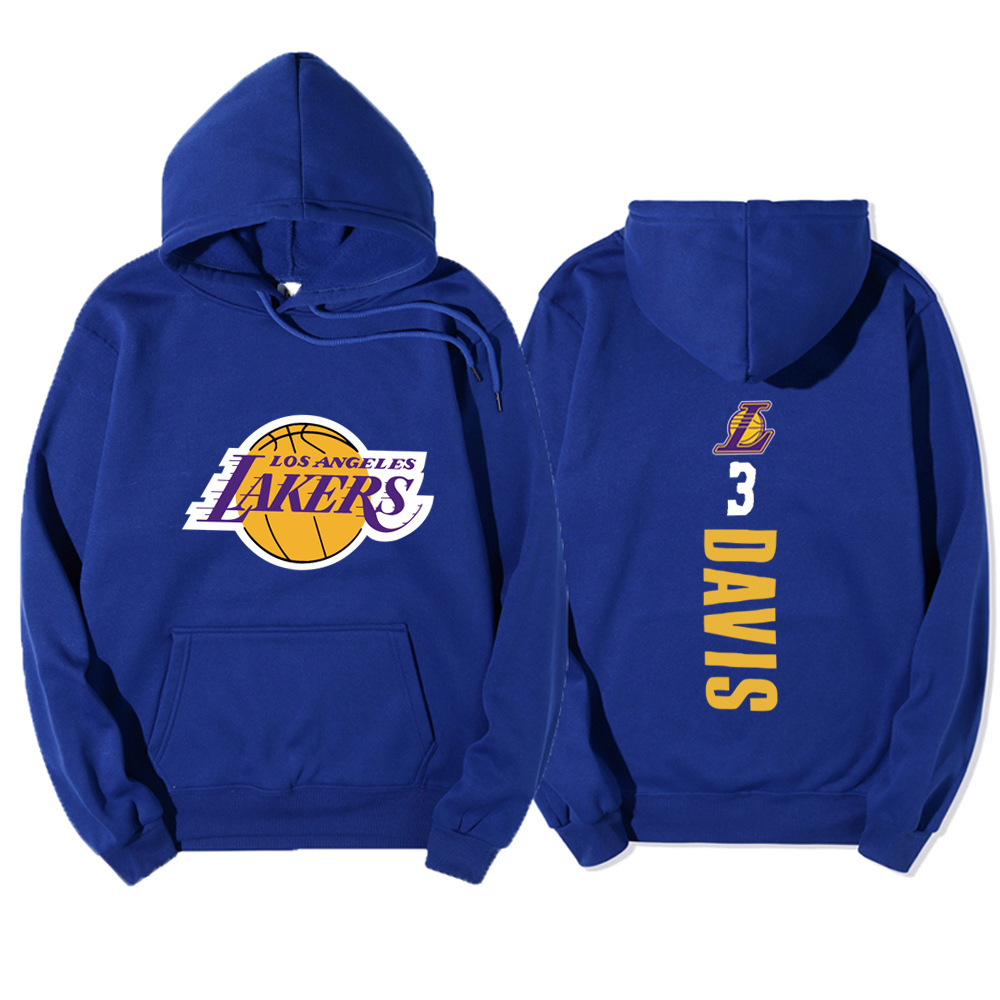 2020欧美潮牌运动卫衣男 加绒秋冬卫衣 湖人队davis3号连帽卫衣