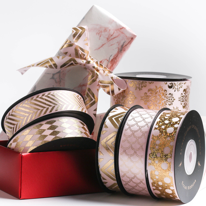 Gilding Ribbon DIY Bow Hair Accessories Flowers Materials Wedding Cake Gift Box Packaging Sweet Cute Style Ribbon