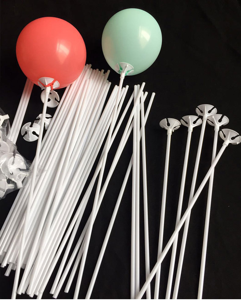 批发进口新料40cm白色杆子塑料托杆气球托杯广告气球杆子100套/包