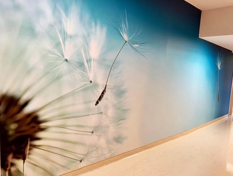 油画布uv打印 企业文化背景墙印刷 展厅背景墙布油画布喷绘