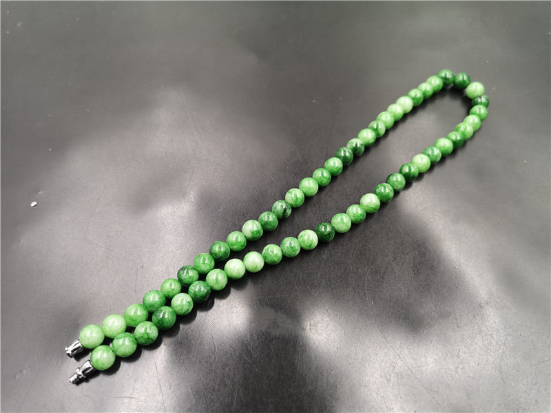 干青铁龙生翠玉圆珠项链 女款干青玉项链 锁骨项链 绿色玉石项链