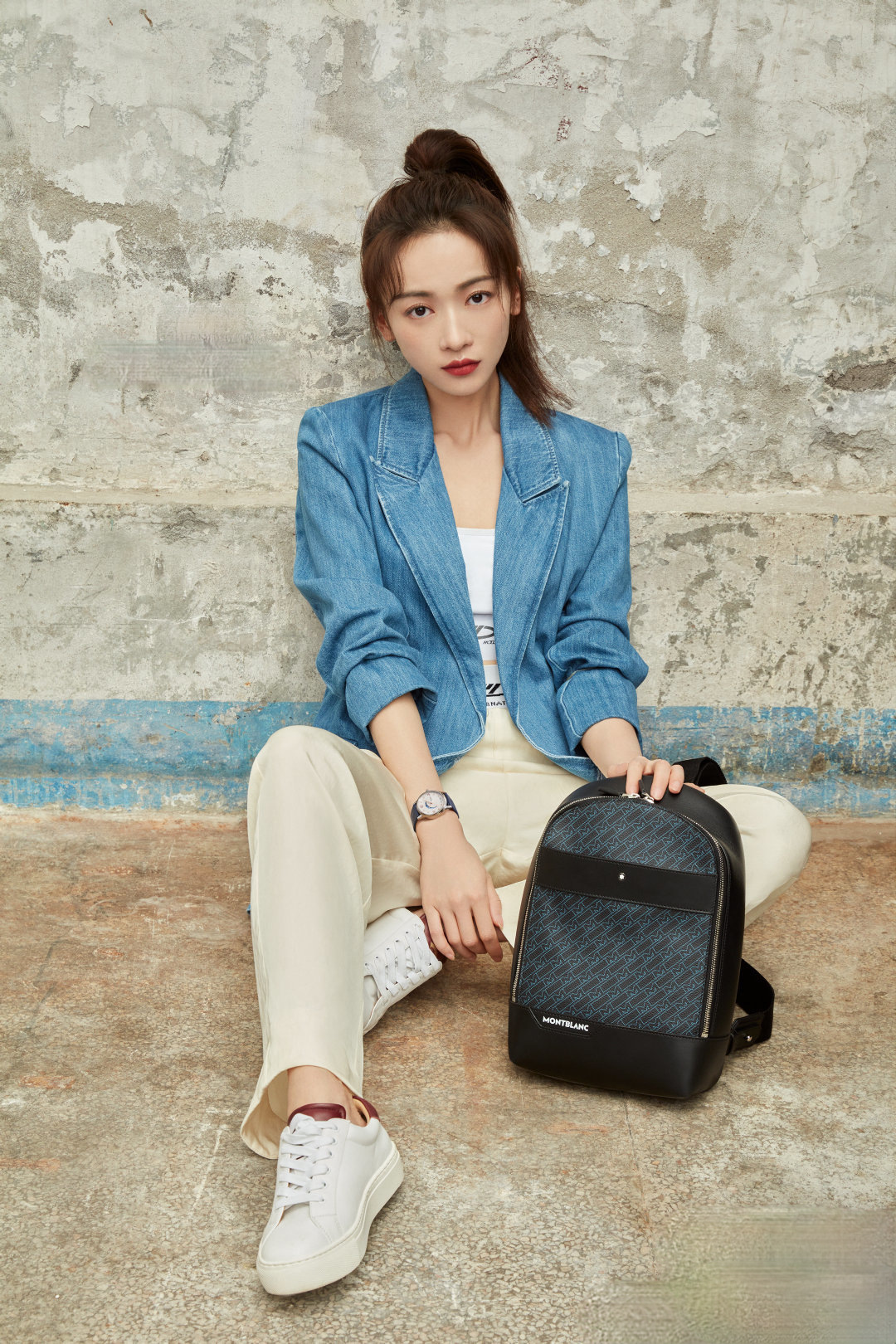 2020秋冬新款外套明星吴谨言同款高品质牛仔双口袋宽松西装