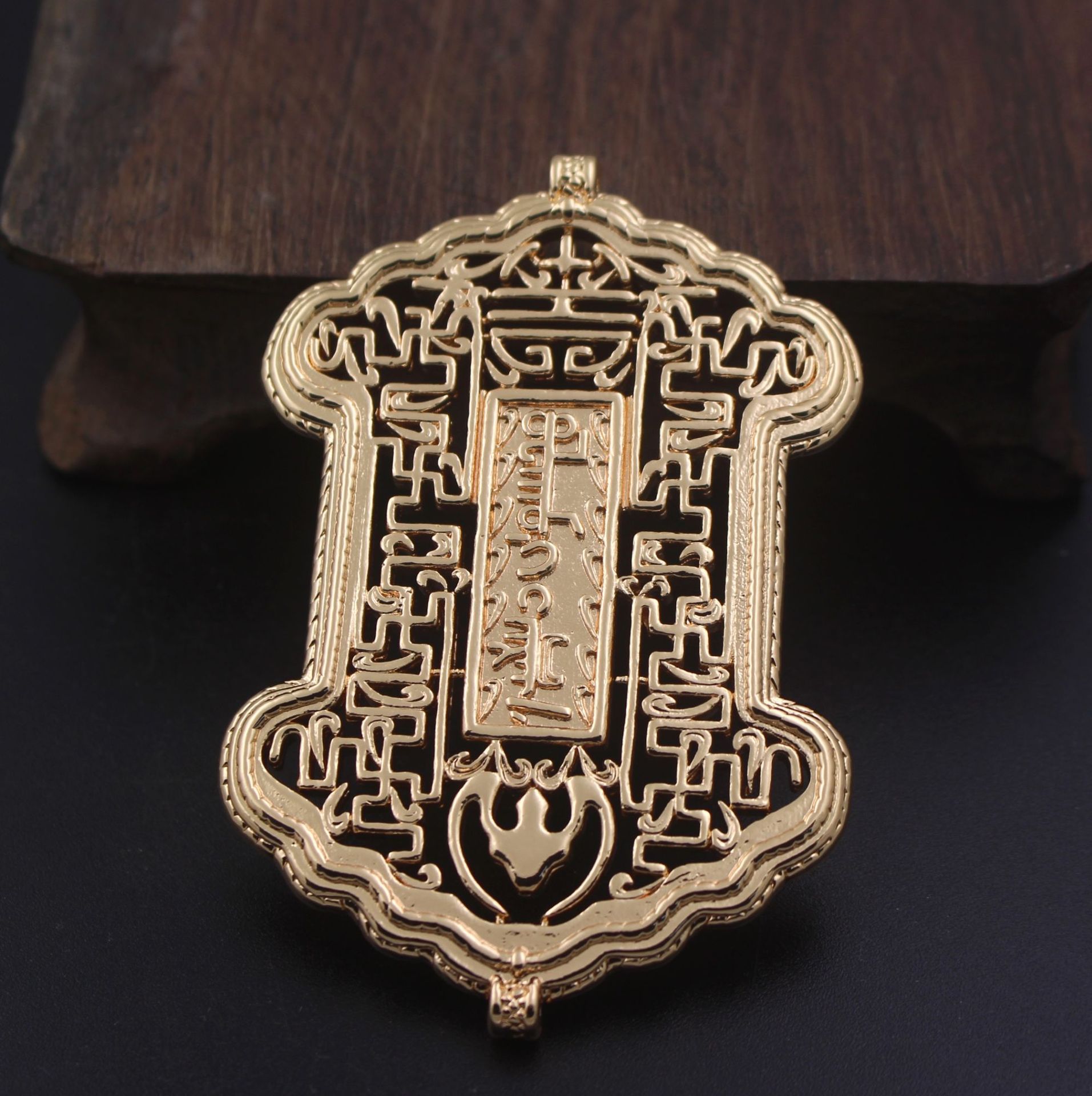 古风铸铜厚实双面令牌 diy汉服腰间挂饰51*77mm