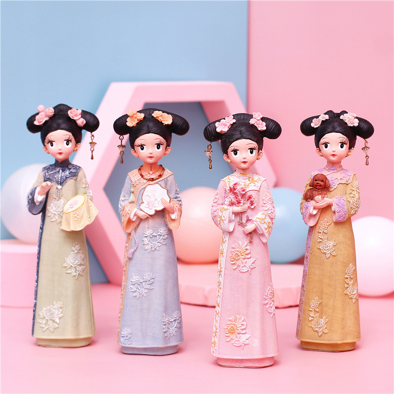 中国风古风玩偶宫廷汉服女孩娃娃桌面小摆件装饰房间ins创意可爱