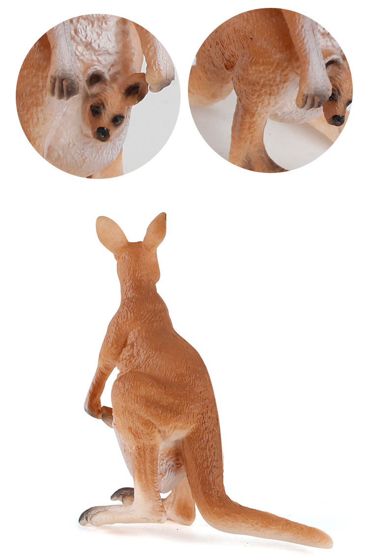 跨境儿童实心野生动物模型仿真澳洲母袋鼠模型早教摆件手办玩具