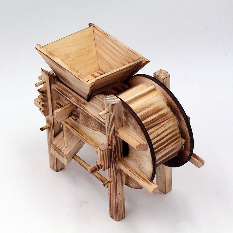 木质古代农具谷风车 木头磨模型儿童玩具摆件工艺礼品批发