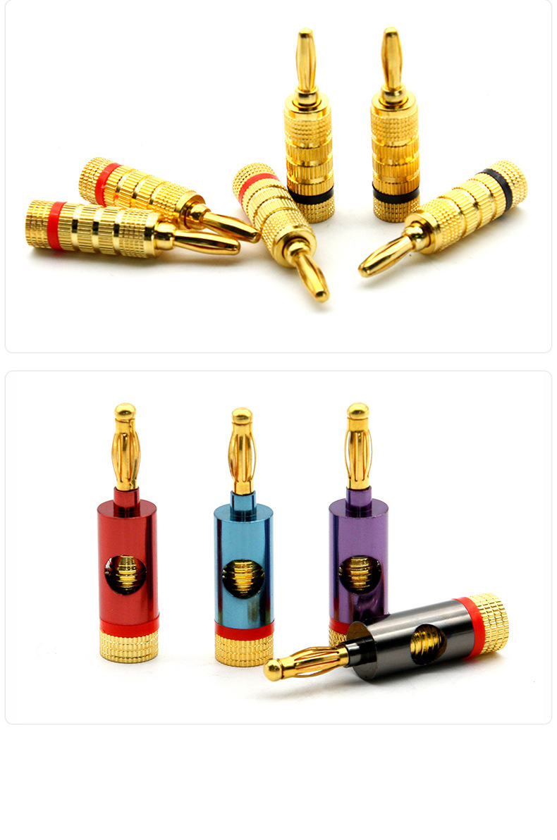 4mm香蕉插头全铜镀金音箱音响插头香蕉头免焊接测试插头连接插头