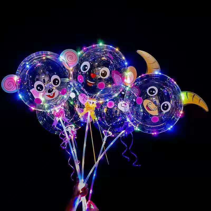 Bounce Ball Luminous Net Red Balloon Holiday Scenic Spot Stall Promotional Gifts Transparent Balloon Light Wave