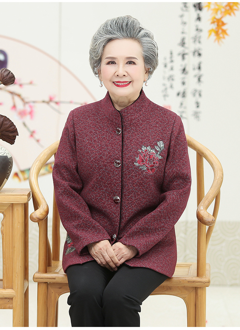 xysq-608老年人秋装女奶奶呢外套春秋妈妈上衣衣服老太太唐装外婆
