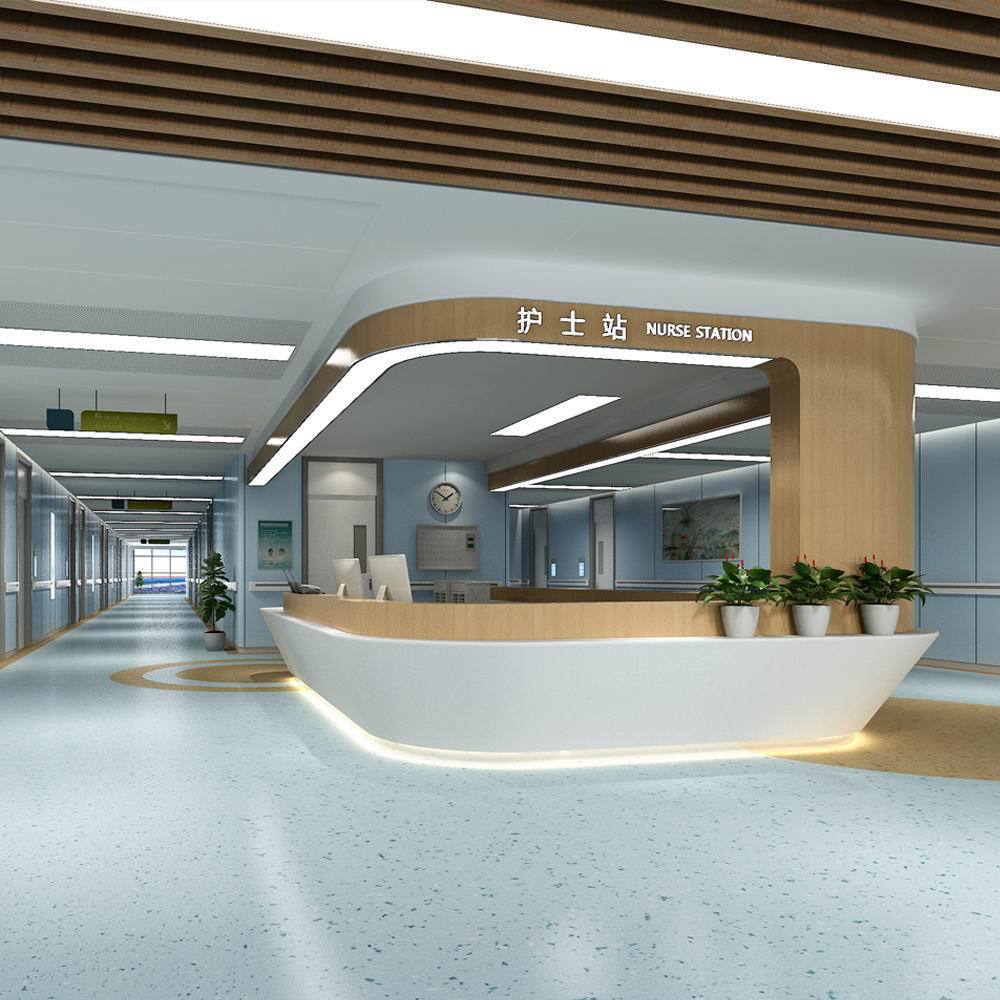 医院中央大厅烤漆分诊导诊台护士站吧台木质展柜展台展示台厂家