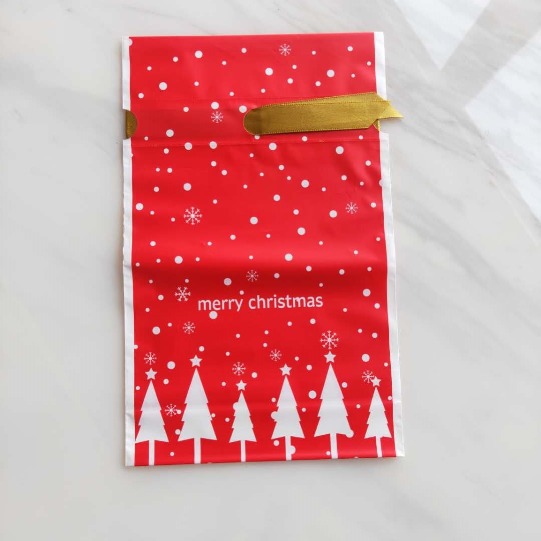 50 Christmas Food Packaging Bags Ribbon Drawstring Bag Candy Biscuits Drawstring Bag Gift Bag Mixed Packaging