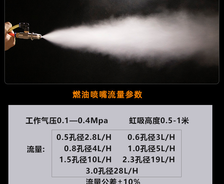 不锈钢油气虹吸喷嘴植物油甲醇雾化喷油嘴燃烧机厨房灶台雾化喷头