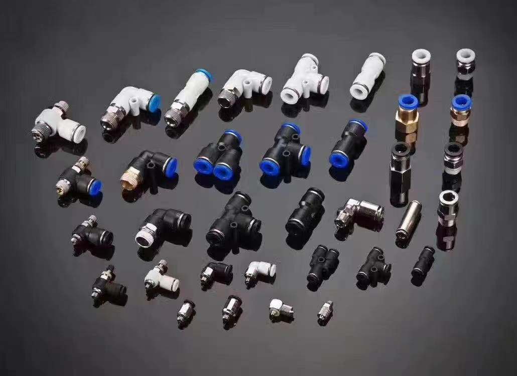 气动快速接头碳钢材质镀镍全铜内芯快插风管快接气管接头