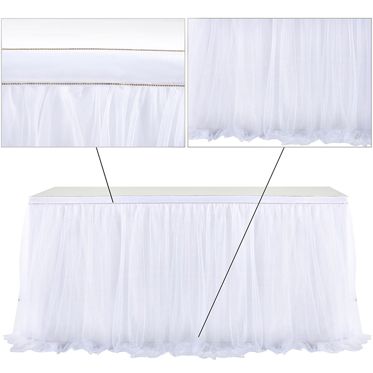 Cross-Border Party Wedding Decoration Hotel Meeting Tablecloth Wedding Mesh Table Skirt Cake Table Skirt Dessert Table Tutu Yarn