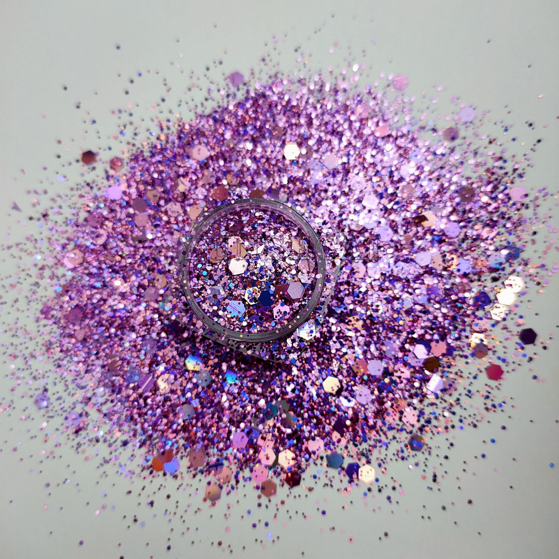 镭射浅桃红六角混合 玻璃工艺文具礼品金葱粉 皮革印刷装饰亮片