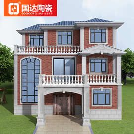 国达陶瓷别墅自建房外墙砖客厅电视背景墙砖 中国红轩岩石60×240