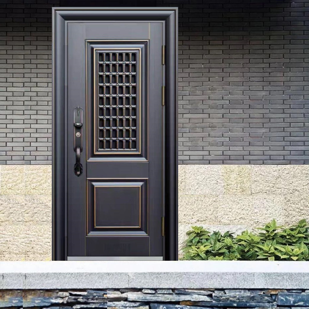 别墅带通风窗门中门国标甲级防盗门锌合金仿真铜进户门子母安全门