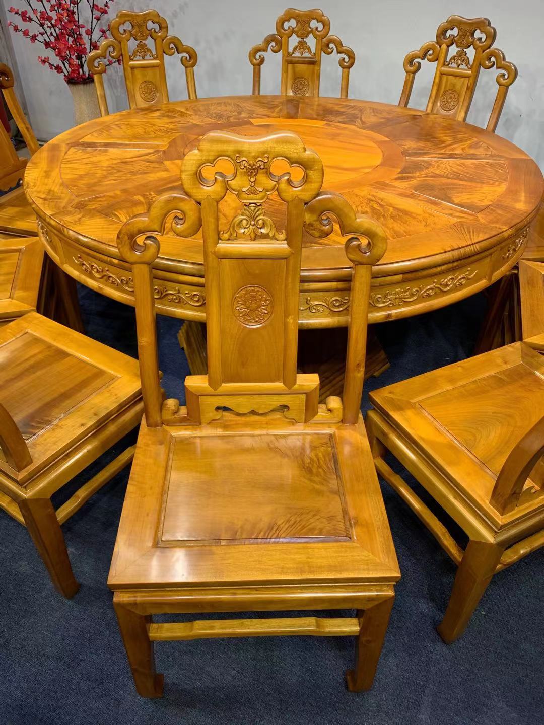 红木金丝楠木小叶桢楠圆餐桌厂家直销