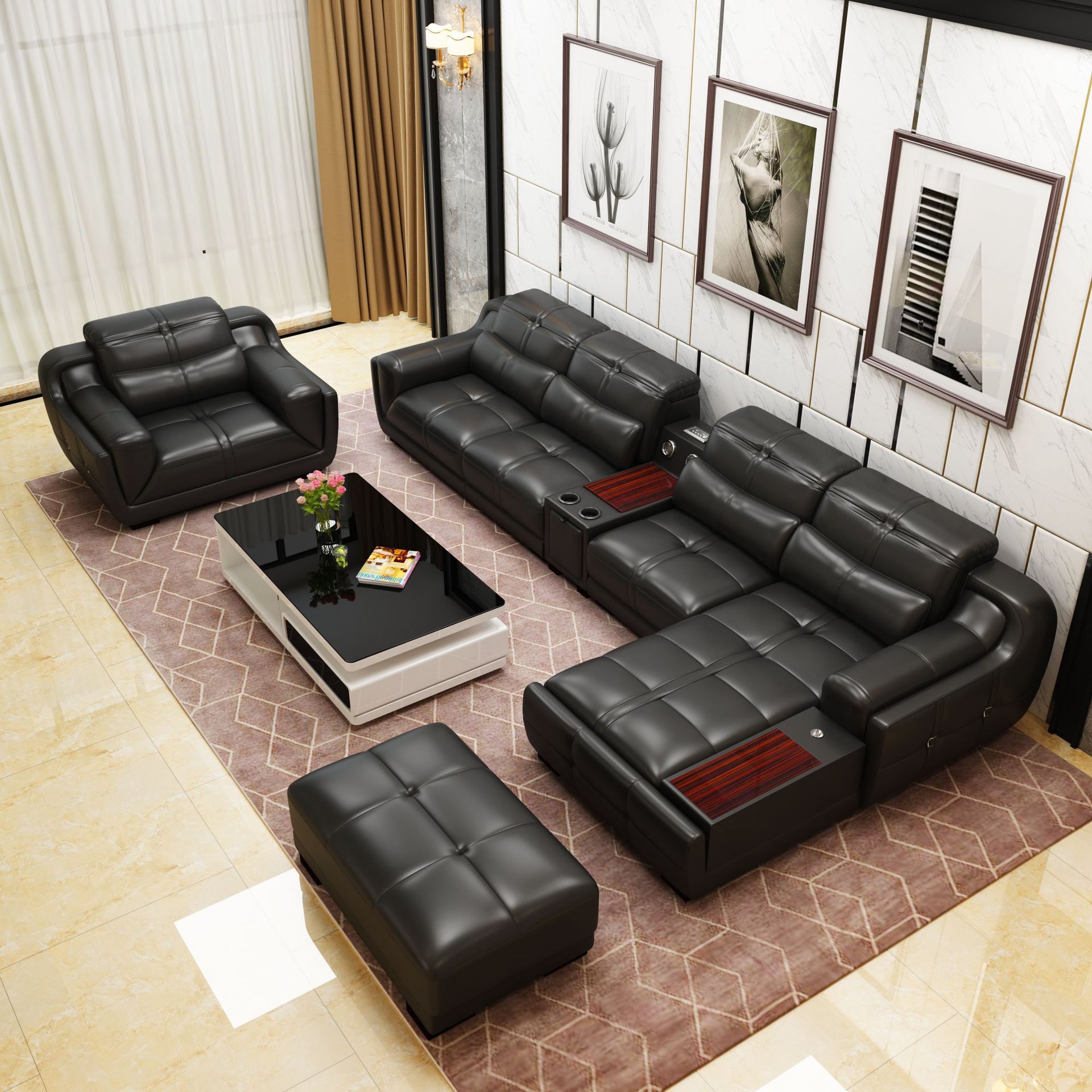 真皮沙发头层牛皮现代家具整装客厅组合皮沙发大小户型智能皮沙发