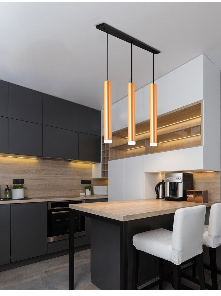 加长桶led吊线筒灯北欧餐厅射灯吧台led长筒吊灯收银前台圆柱形灯