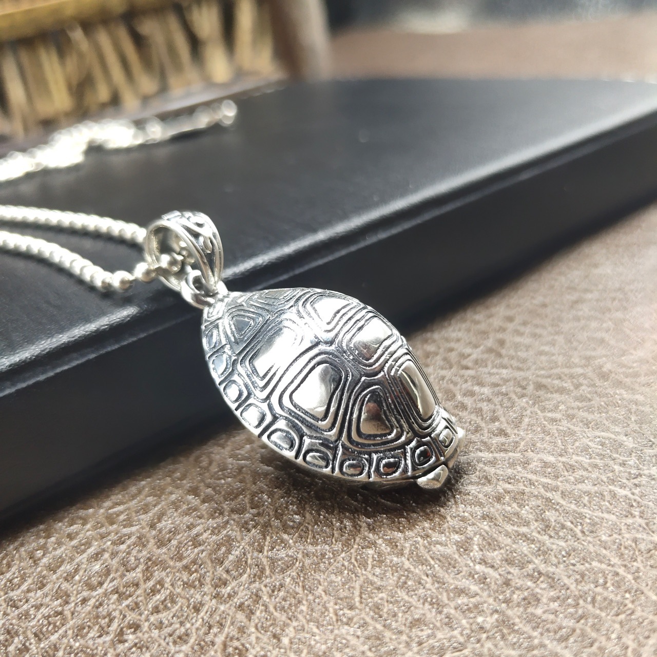 新款s925纯银乌龟宝霸气创意饰品风水龟壳吊坠男女复古泰银挂坠