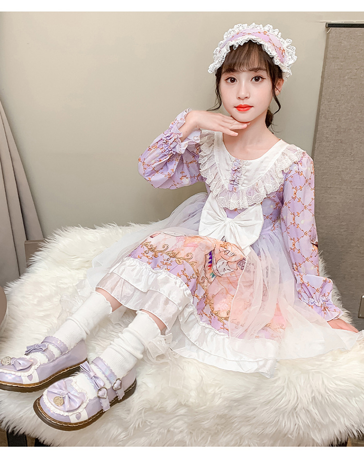 童装女童洛丽塔公主裙春秋季新款超仙连衣裙儿童甜美童裙一件代发