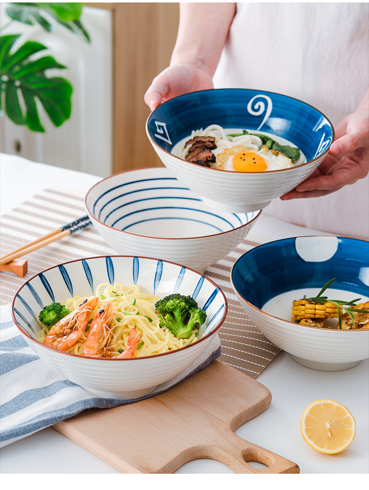 日式面碗汤碗拉面碗创意沙拉碗餐厅面馆家用陶瓷拌面碗泡面碗大号