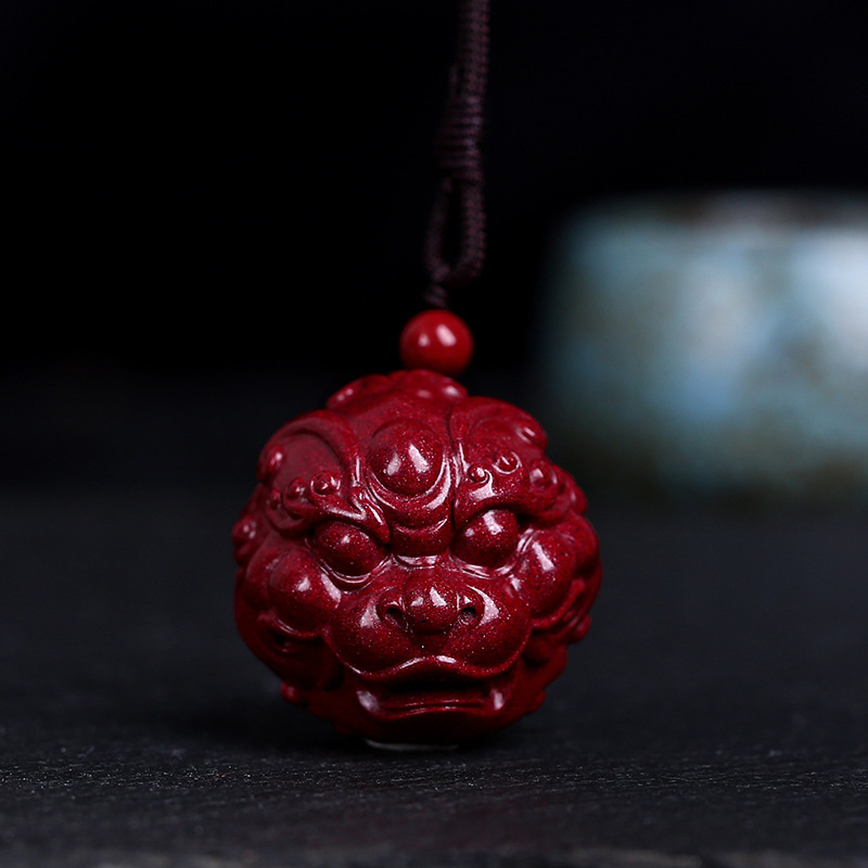 紫金砂朱砂貔貅吊坠本命年男女辟邪随身转运护身招财皮丘饰品