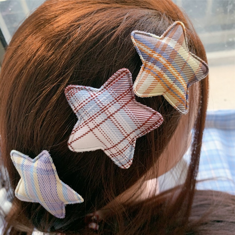 Jk Star Plaid Hairpin Duckbill Clip Korean Style Women's Water Drop Bb Clip Hairpin Simple Internet Celebrity Sweet Cute Hair Accessories