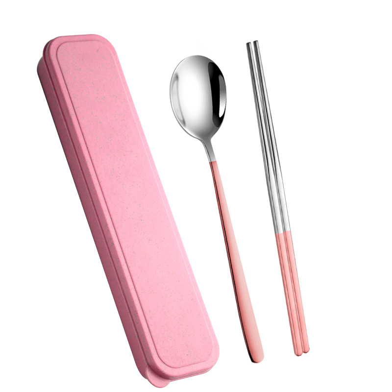 Creative Ins Style Stainless Steel Portable Tableware Set Chopsticks Portable Three-Piece Fork Spoon Chopsticks