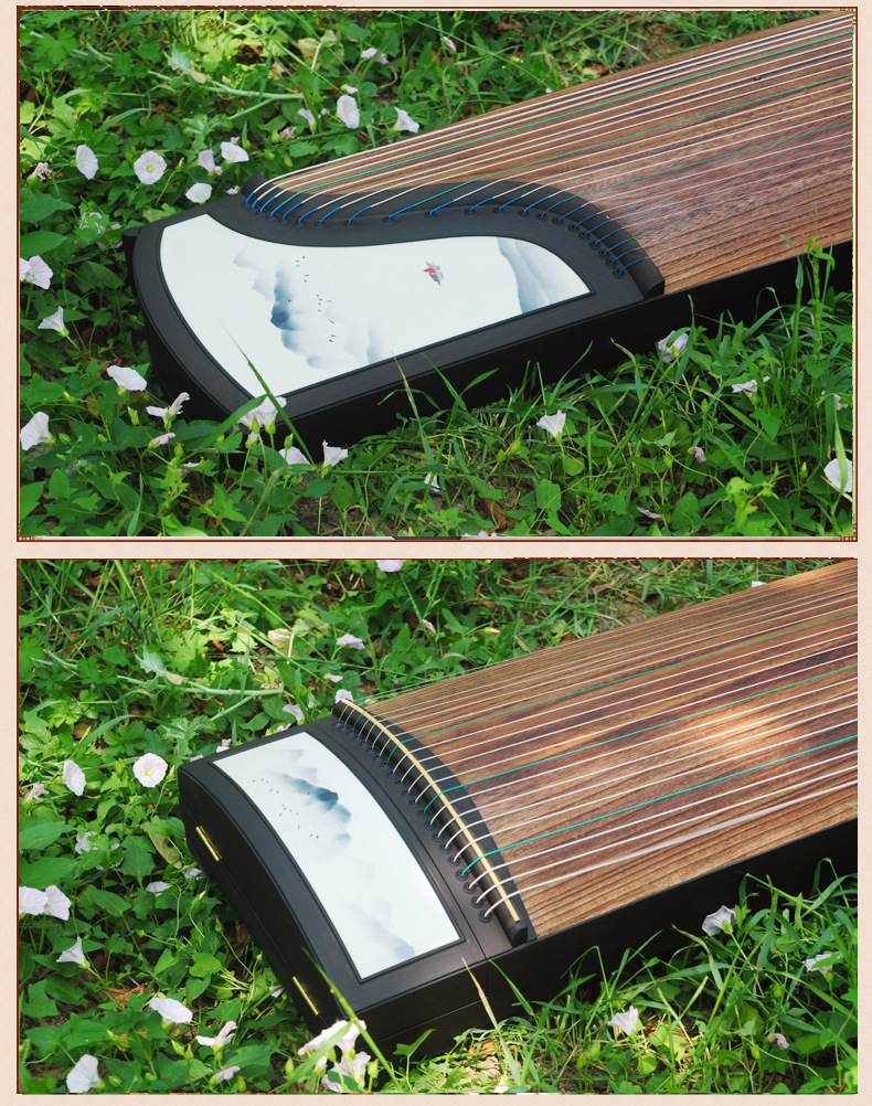 厂家直销黄河风考级古筝 实木古筝 黑檀木古筝3d漆画古筝多图混批