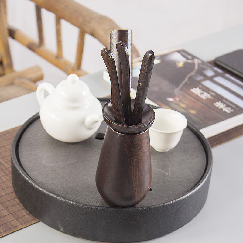 厂家直销 黑檀六君子实木茶道配件套装大全泡茶工具茶夹 一件代发