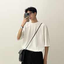 韩国版型基础款短袖T恤男士百搭纯色休闲打底衫圆领男装