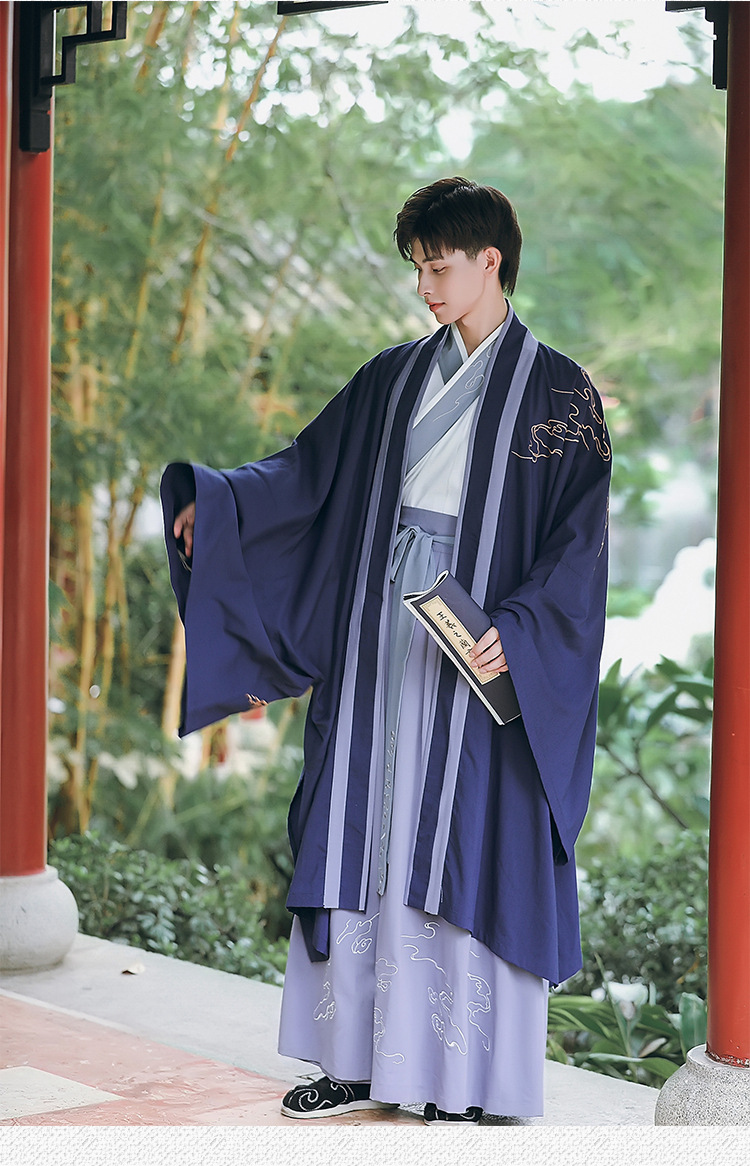 魏晋大袖衫交领齐腰襦裙大码古装汉服男帅气书生翩翩公子学生班服