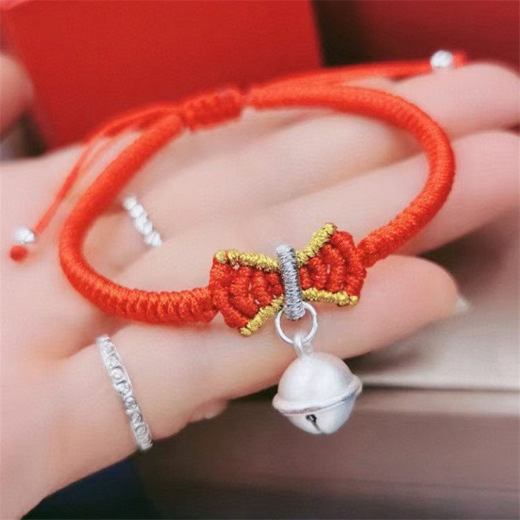 公主系列原创设计手工编织蝴蝶结手绳小红书爆款铃铛编绳手链成品