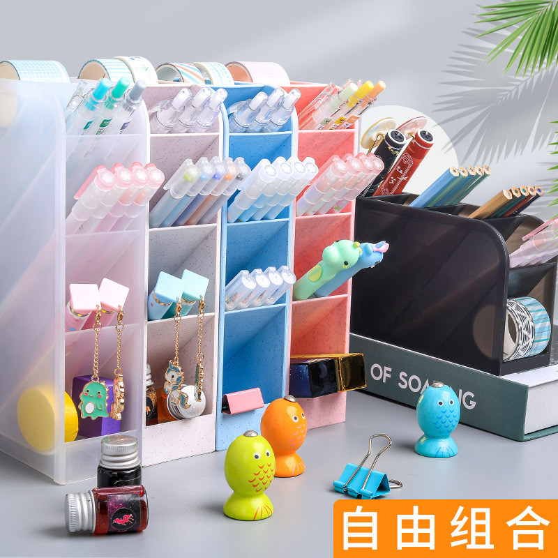 Non-Printed Style Inclined Pen Holder Transparent Simple Male and Female Students Use Storage Box Japanese Korean Version Fresh Multifunctional