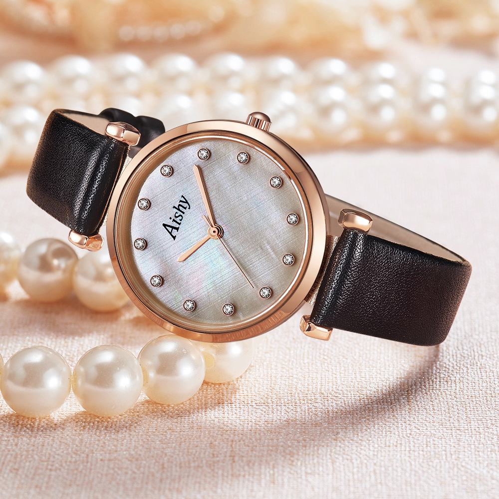 速卖通满天星空闪钻贝壳面女士学生手表aishy微商爆款高品质超值