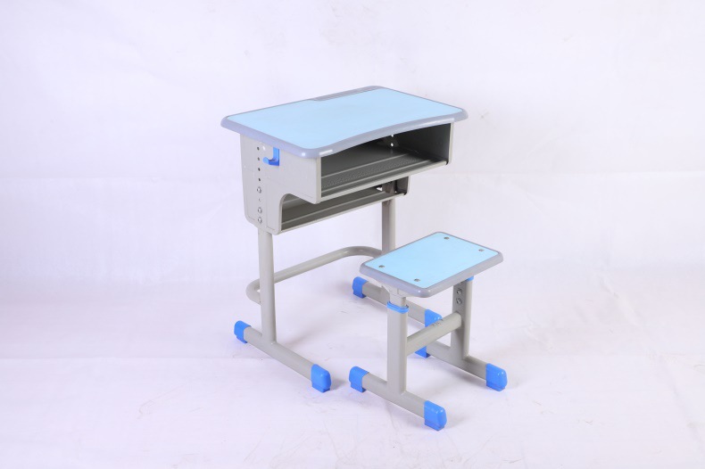 单人双柱双层翻盖升降课桌椅 翻盖桌 双柱椅子 学校学生桌