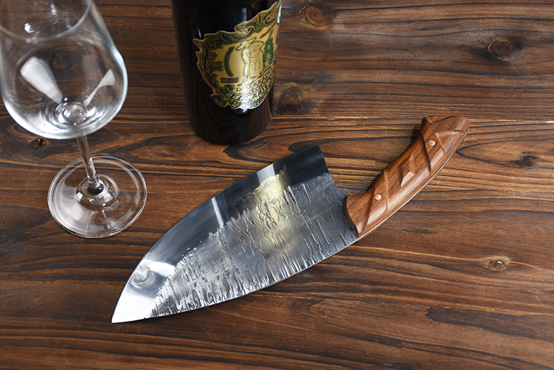 弧形尖头锋利切片刀龙泉鬼手作古锻手工锻打老式家用菜刀厨师刀具