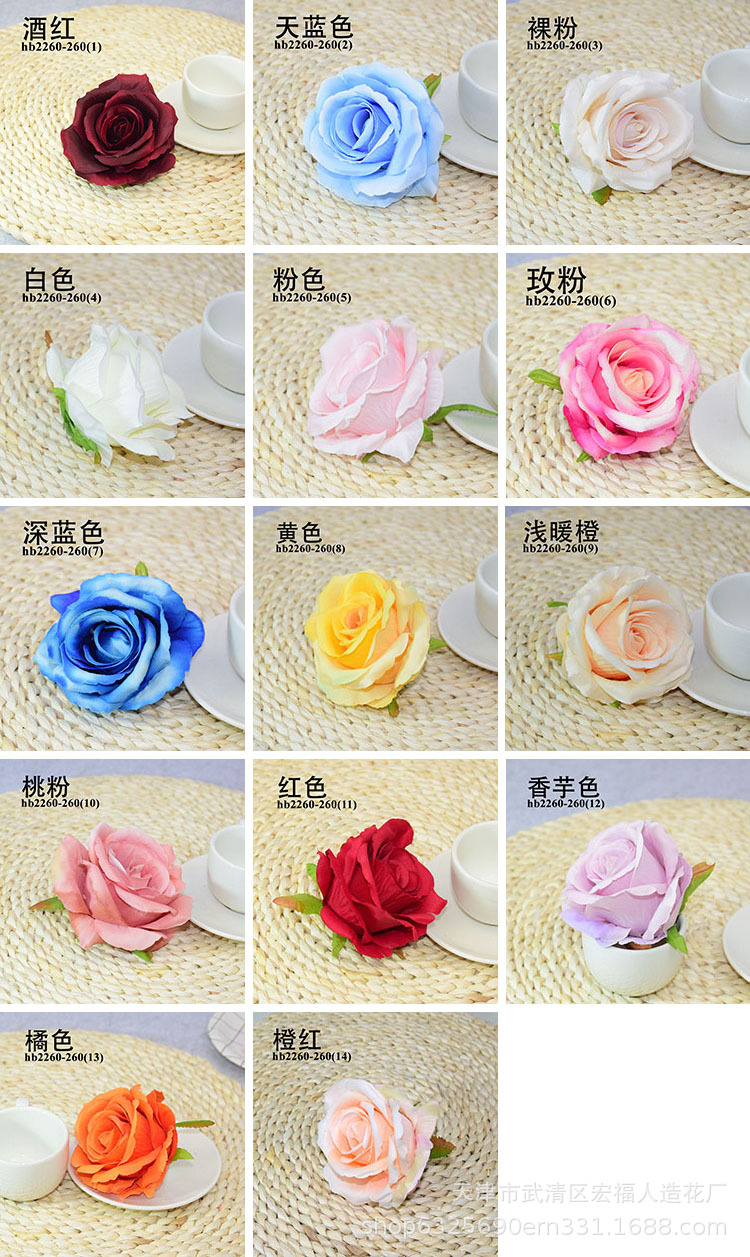天津工厂 仿真玫瑰花头 绒布玫瑰花朵 婚礼堂插花墙布置 卷边玫瑰