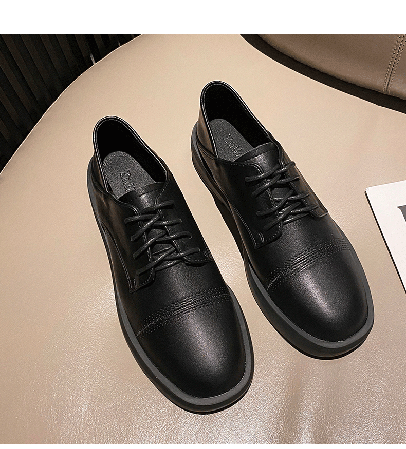 两穿踩跟小皮鞋女平底2022春款新款女百搭黑色系带英伦风学院单鞋