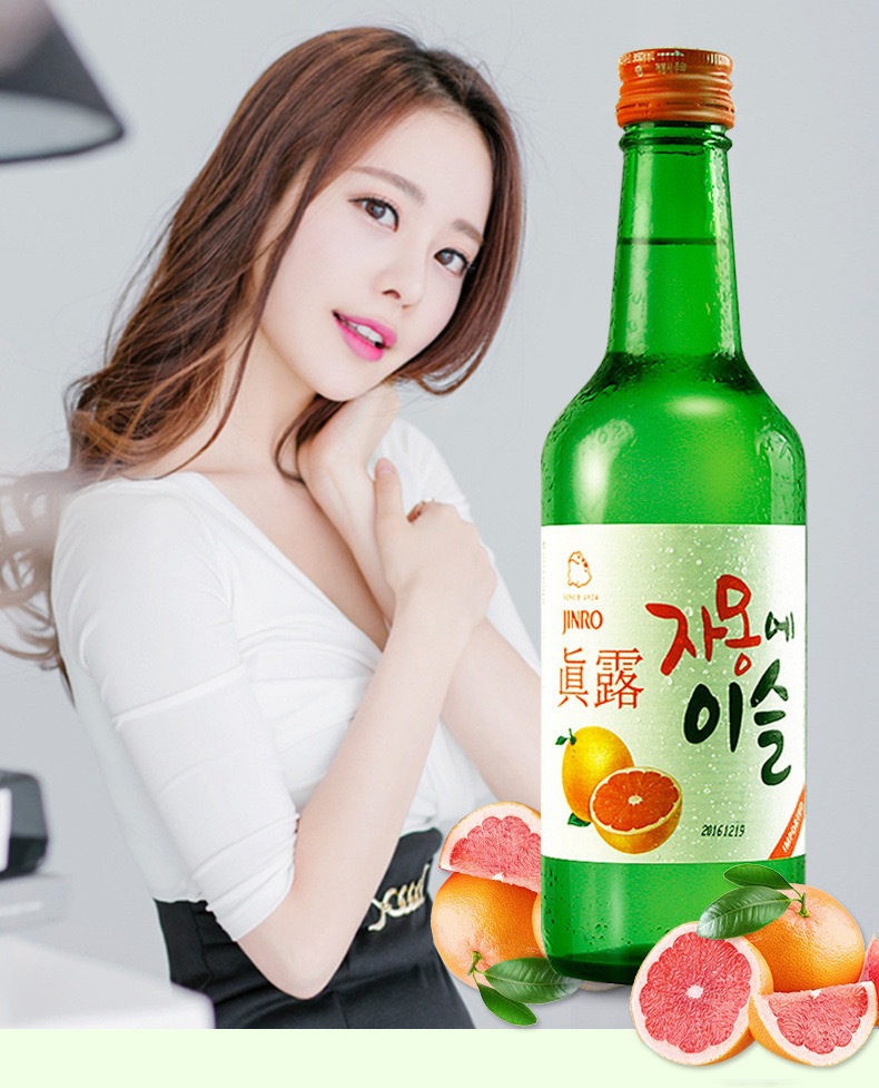 韩国进口烧酒真露烧酒360ml*20整箱西柚青葡萄草莓李子水果味清酒