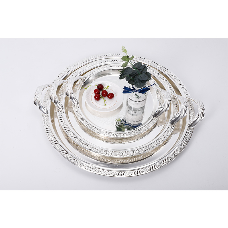 Factory Snack Plate Dried Fruit Plate European-Style Silver-Plated Small Cake Plate Elegant round Plate Tray